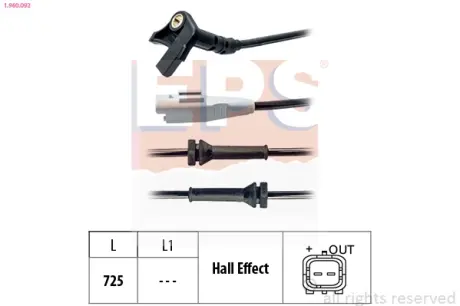 Датчик ABS перед. Citroen Picasso/ Berlingo/Peugeot Partner 08- EPS 1.960.092