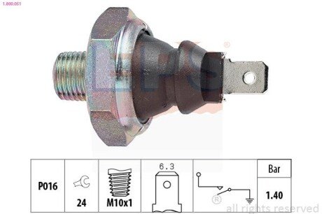 Датчик давления масла eps 1.800.051 на Фольксваген Джетта 2
