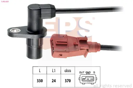 Датчик коленвала Citroen Berlingo,Jumpy,Jumper/Fiat Ducato/Peugeot 205,206,306,405,406 1.6-2.0 05.90-05.04 EPS 1953021