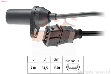 Датчик колінвала Fiat Brava, Bravo, Doblo, Marea, Multipla, Palio, Stilo 1.6 16V 10.95- EPS 1.953.157
