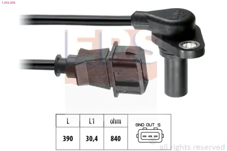 Датчик положення к/вала Audi A3 /Seat Leon, Toledo II /Skoda Octavia /VW Bora, Golf IV, New Beetle 1.6-2.3 96- EPS 1953204