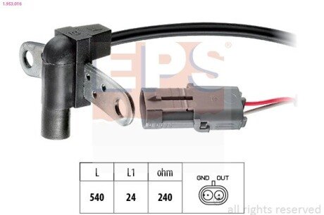 Датчик положення кол-вала Renault Laguna (B56,556) I 2.0 16V/3.0 06.95-03.01/Megane I (BA0/1) 96-99/Safrane I(B54) 92-96 eps 1.953.016 на Рено 25