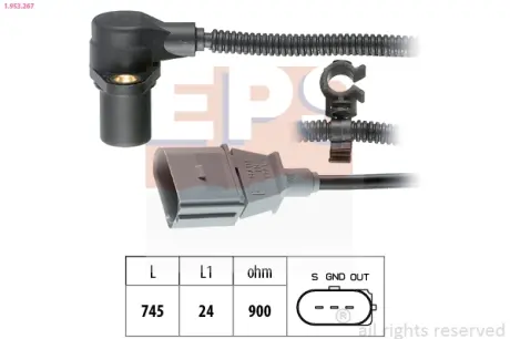 Датчик положення коленвала Audi A4/Seat Exeo/VW Passat 98- EPS 1.953.267