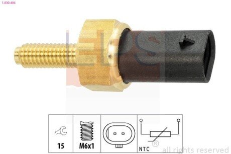 Датчик температури охолоджуючої рідини Opel Astra 1.7 CDTI 09-20/Astra K 1.0 15-/Corsa E 1.3CDTI 14-/Insignia 2.0 CDTI 14-/Zafira 2.0CDTI 15- eps 1.830.404 на Опель Инсигния