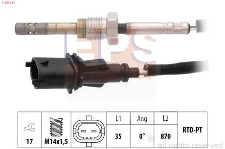 Датчик температури випускнх газів Fiat Bravo II 1.4/1.9D 06-14/Stilo 1.9D 01-08 EPS 1220127 Фиат Стило