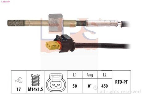 Датчик температури випускнх газів MB C (W205, S205)/E (W212, S212) eps 1220189