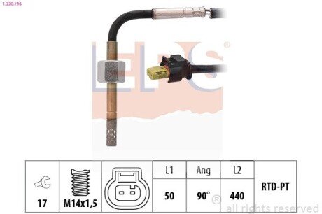 Датчик температури випускних газів MB OM642.852/OM642.853/OM642.854 eps 1220194 на Мерседес CLS-Class C218/X218