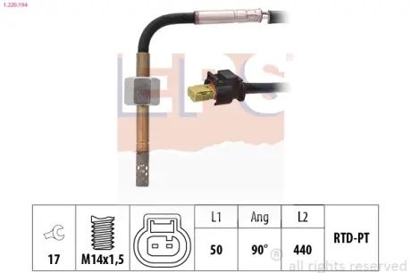 Датчик температури випускних газів MB OM642.852/OM642.853/OM642.854 EPS 1220194