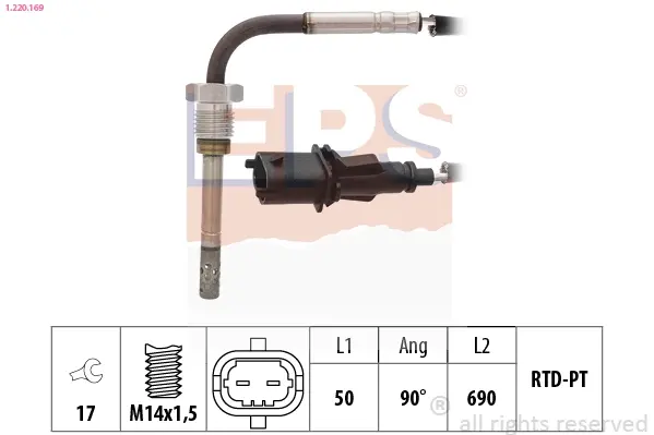 Датчик температури випускних газів PSA Jumper 3.0HDI 06-/Boxer 3.0HDI 06-/Fiat Doblo 1.6D 10-/Ducato 2.2D/2.3D 06- EPS 1220169