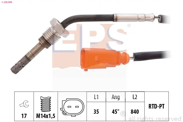 Датчик температури випускних газів VAG 1.4TDi/1.9TDi Fabia II 0.7-10, Roomster 06-10/Polo 01-09 EPS 1.220.096 (фото 1)