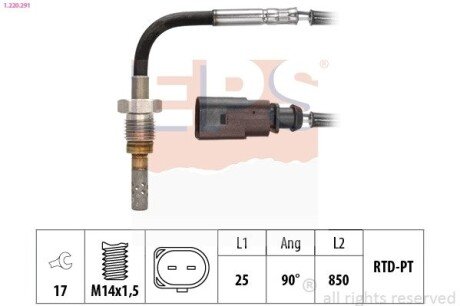 Датчик температури випускних газів VAG Octavia III 1.6TDI 12-/Golf VII 1.6TDI 13- eps 1220291