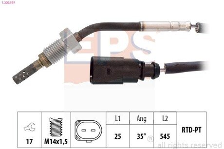 Датчик температури випускних газів VW Passat B7 2.0TDI 10- eps 1.220.197