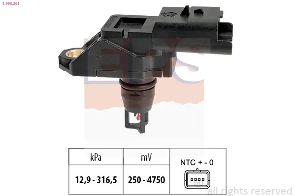 Датчик тиску повітря Berlingo/Partner 1.6 HDi 10-/Scudo/Jumpy/Expert 2.0 HDi 10- EPS 1993261 (фото 1)