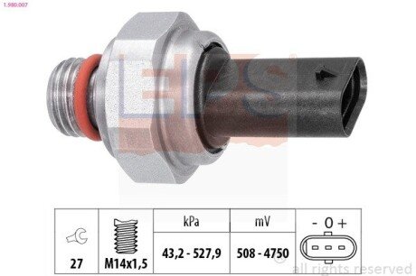 Датчик тиску відпрацьованих газів BMW 1 (F20/F21)/3 (G20/G80)/5 (G30/F90)/Toyota Auris 1.6D/2.0D 15- eps 1.980.007 на Бмв 7 серии