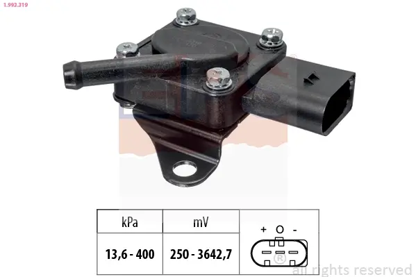 Датчик тиску випускних газів Bmw 1 (E81, E87) 1.6D-2.3D/5 (F10) 2.0D-3.5D/7 (F01,F02)/X5 (E70) EPS 1.993.319