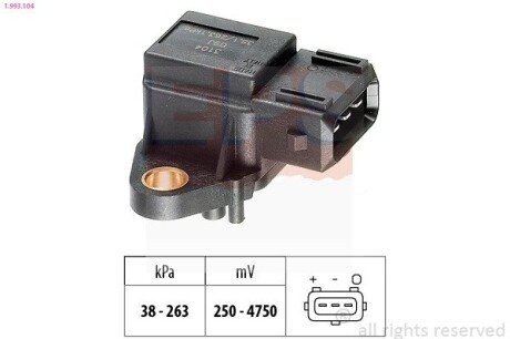 Датчик вакуума MB A W168, C W202, E W210, Sprinter 10.95- eps 1.993.104 на Мерседес Sprinter w901/w905