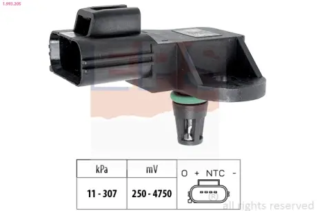 Датчик вакууму (тиску) Fiat Ducato/Citroen Jumper 2,2 HDI 06- EPS 1.993.205