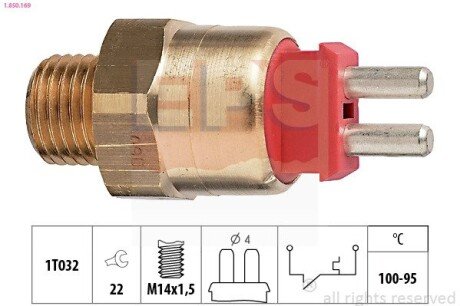 Датчик включения вентилятора (100-95°C) MB 190 (W201) -97 eps 1.850.169