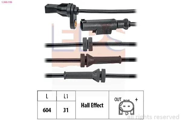 BMW датчик ABS передн. 1 (F20) 116 d 12-15, 2 (F23) 220 i 15-, 3 (F30, F80) 330 e 15-18 EPS 1960196 (фото 1)