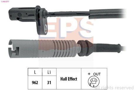 BMW Датчик ABS задн.E81,E90 05- eps 1.960.077