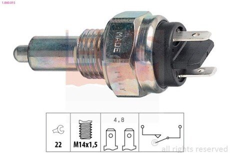 CITROEN Выключатель света заднего хода BX,C15,Fiat Ducato 86-94,Peugeot 205-405,Renault 9/11/21,Rapid,Super S eps 1.860.015