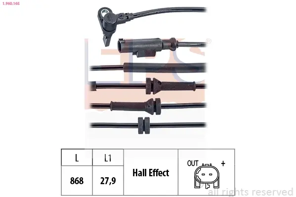 FIAT Датчик ABS перед. 500L 0.9-1.6 13- EPS 1960165