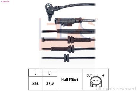 FIAT Датчик ABS перед. 500L 0.9-1.6 13- eps 1960165 на Фиат 500-500с-500е-500l-500x