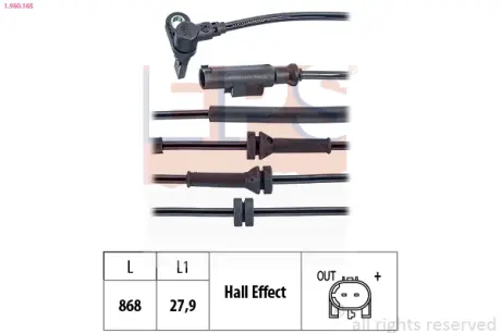 FIAT Датчик ABS перед. 500L 0.9-1.6 13- EPS 1960165 Фиат 500