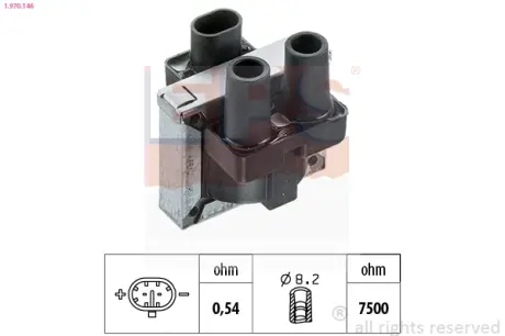 FIAT Катушка зажигания Alfa Romeo 33,Doblo,Palio,Punto,Tempra,Tipo 1.1/2.0 91- EPS 1970146
