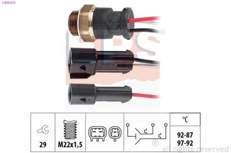 FIAT Температурный датчик включения вентилятора радиатора TIPO 88- eps 1.850.610 на Фиат Типо