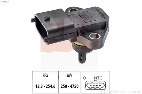 HYUNDAI Датчик давления впуск. коллектор H-1 2,5TD 97-, Matrix 1,5CRDi -10, KIA EPS 1993131