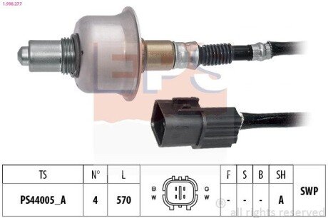 HYUNDAI Лямбда-зонд ACCENT i25 IV Ліфтбек (RB) 1.4 10-, i10 1.0 13-, i20 II 1.4 14-, i30 1.4 14-, KIA CEED (JD) 1.4 MPI 15-18 eps 1.998.277 на Киа Сид jd