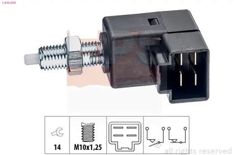 HYUNDAI Выключатель STOP-сигналов Getz, Elantra,Genesis,H-1,i10/20/30/40,ix35,Matrix,Santa Fe,Tucson,Kia Carens,Ceed,Cerato,Magentis EPS 1.810.294