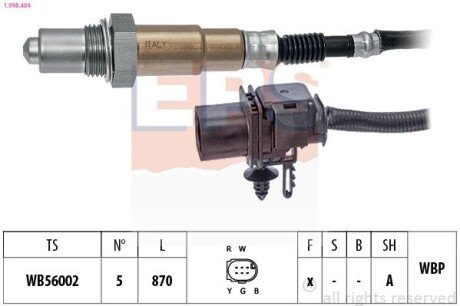 JEEP Лямбда-зонд GRAND CHEROKEE 3.0 11-, CHRYSLER 300C 3.0 05- eps 1.998.484 на Jeep Grand Cherokee