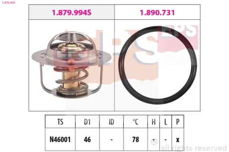 LEXUS Термостат без корпусу GS (_L1_) 200t (ARL10_) 15-, RX (_L2_) 300 (AGL20_) 17- EPS 1879993 Лексус Gs350