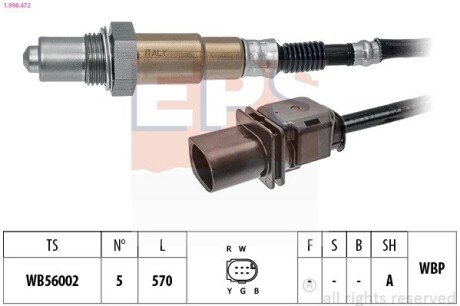 Лямбда-зонд (5 конт.) BMW F07/F10/F30 2.0-3.0d eps 1998472 на Мерседес CLS-Class C218/X218