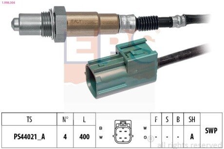 NISSAN Лямбда-зонд (4 конт.) Primera 1,6/1,8 02- Almera 1,5/1,8 02-06 Micra 1,0/1,2/1,4 02-05 eps 1.998.304 на Ниссан Almera н16