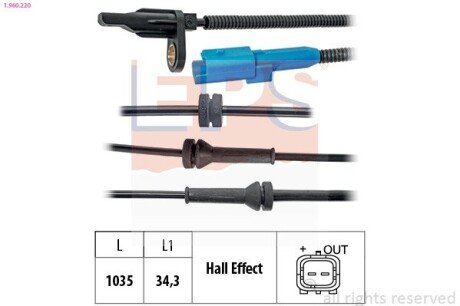OPEL Датчик ABS пер. прав./лев. Crossland 17- eps 1960220