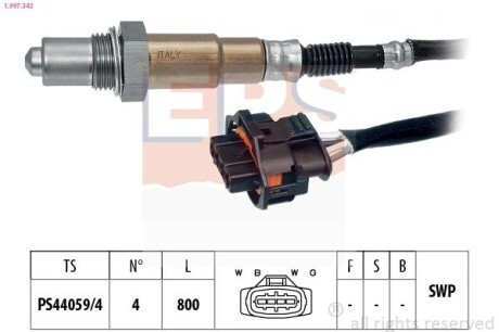 OPEL Лямбда-зонд 1,8-2,2 Astra G/H,Vectra B/C,Omega B,Corsa C,Zafira eps 1.997.342 на Опель Зафира а