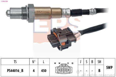 OPEL лямбда-зонд (4 конт.) Corsa C 1,0 SAAB 9-3 1,8i eps 1.998.384 на Опель Вектра б