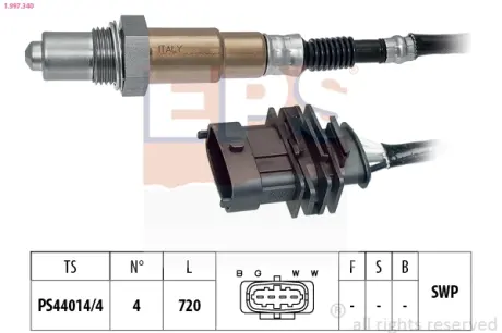 OPEL Лямбда-зонд (4 конт.) OPEL 1,4/1,6: Astra G, Vectra B, Zafira 99- EPS 1997340