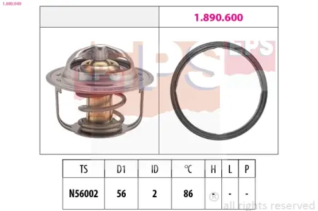 SUBARU Термостат 86С° Forester, Legasy, Outback, 2,0 08- EPS 1880949