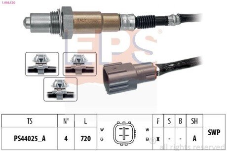 TOYOTA Лямбда-зонд AVENSIS 2.0/2.4 03-08 eps 1.998.530 на Тойота Хайлюкс