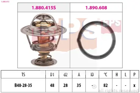 TOYOTA Термостат (Made in Italy!) Avensis 03-, Corolla -01,Carina 82-,Camry 83-,Hyundai,Kia EPS 1880415 Киа Пиканто