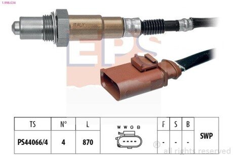 VW Лямбда-зонд CADDY 1.0 TSI 15- eps 1.998.534 на Фольксваген Кадди