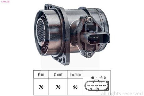 VW Расходомер воздуха (дизель) 1,9TDI: Audi A4 SEATSkoda Fabia,OctaviaVW Ford Galaxy eps 1.991.325 на Сеат Альхамбра