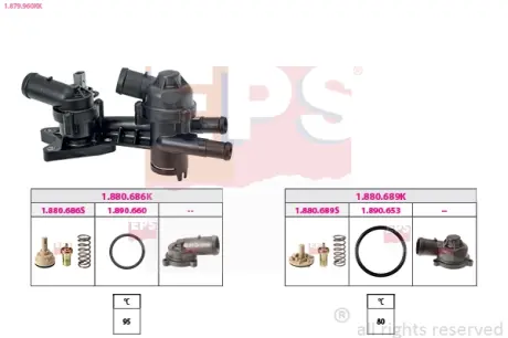 VW Термостат 80°С, 95°С с корпусом Golf V,Polo,Passat,Skoda Fabia 01- EPS 1879960KK Фольксваген Гольф 6