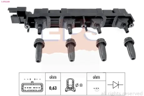 Котушка Citroen C4/C8 Peugeot 206, 307, 406, 407, 607, 807 EPS 1970509