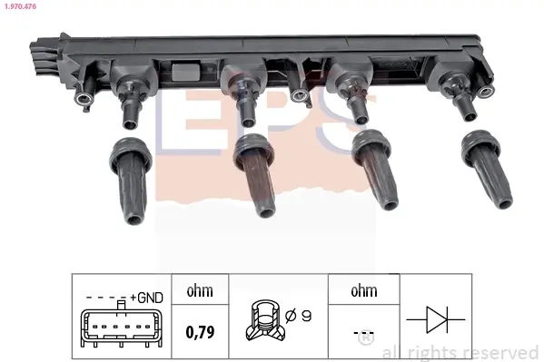 Котушка запалювання Citroen C4, C5// Peugeot 307-807 2.0 16V 09.04- EPS 1970476