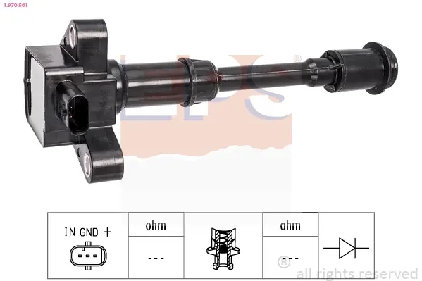Котушка запалювання Ford C-Max II 1.6 EcoBoost 10- /Fiesta 1.6 ST 13- /Focus III 1.6 EcoBoost 10- /Kuga 13- /Mondeo IV 10- /Volvo S60/V60 1.6 10- EPS 1970561